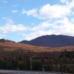 View from center of town, fall foliage beautiful trees
