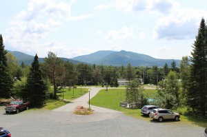 Front yard view from the balcony sunny summer North Twin