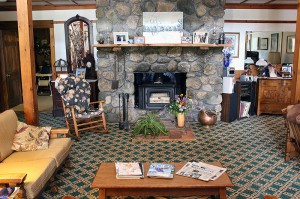 Main Lobby sitting area fire place homey