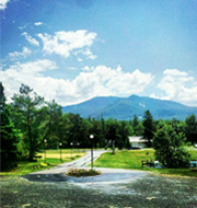 Front Yard Carlson's Lodge summer view sun after the rain